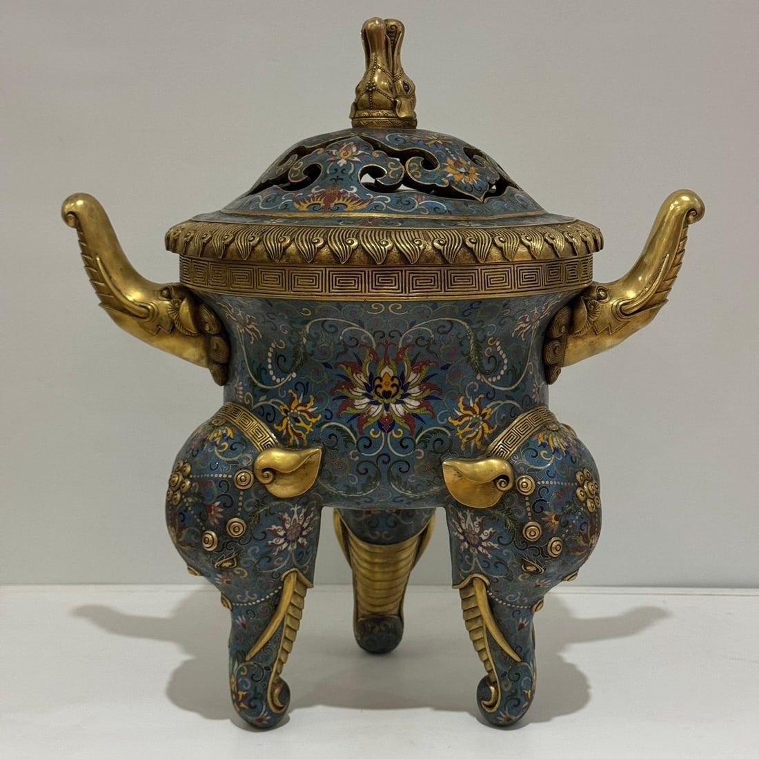 A piece of Qing Dynasty Qianlong cloisonné enamel Taiping elephant incense burner (1 of 9)