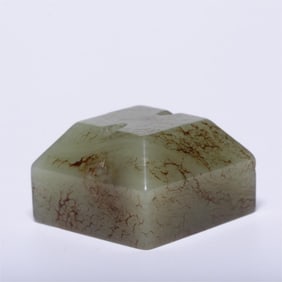 A beautiful medieval Hetian green and white jade seal