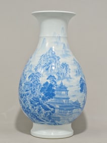 A Qianlong era enamel landscape pattern vase made in the Qing Dynasty
