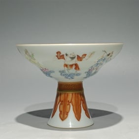 A pastel Eight Immortals made in the Qianlong period of the Qing Dynasty, each alum red gold-painted