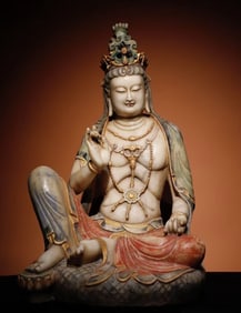 A piece of white jade from the Tang Dynasty painted Guanyin