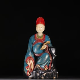 A beautiful Shoushan stone colored figure ornament