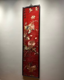 A piece of Qing Dynasty embroidery "A Heron Lianke"