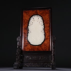 A piece of Qing Hetian jade immortal raft. Auspicious and wishful interpolation