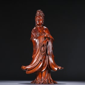 A Qing boxwood Guanyin statue