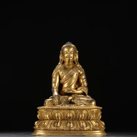 A fine bronze gilt statue of Shakyamuni