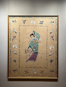 A piece of Qing Dynasty Cantonese embroidery "Magu Birthday"