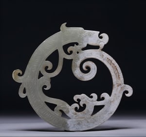 An ancient jade dragon-shaped round pendant