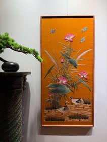 A Republic of China flower and bird embroidery