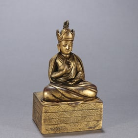 A bronze gilt Karmapa Guru Buddha from the Qing Dynasty