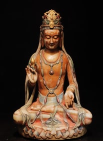 A piece of white jade painted Guanyin from the Northern Qi Dynasty