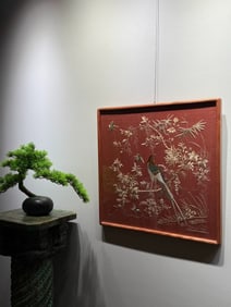 A piece of Qing Dynasty flower and bird Cantonese embroidery