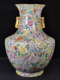 A Qing Yongzheng Wanhua double-barreled ear bottle