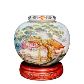 A piece of Qianlong year of the Qing Dynasty ink color alum red gold-painted ruyi pattern edge