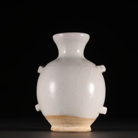 A Song Dynasty white-glazed porcelain four-eared bottle