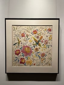 A piece of Republic of China flower and bird Cantonese embroidery