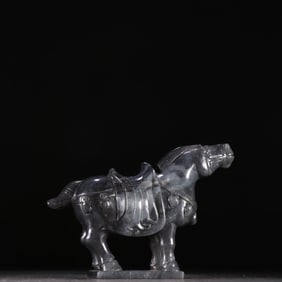 A blue and white seed horse ornament of the Qing Dynasty