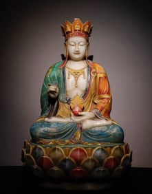 A white jade painting of the Ming Dynasty is the Bodhisattva of Ksitigarbha King