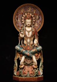 A piece of white jade painted Guanyin from the Northern Qi Dynasty