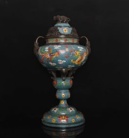 A pair of cloisonné handmade cloisonné dragon ear smokers