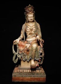 A piece of Tang Dynasty white jade painted Guanyin
