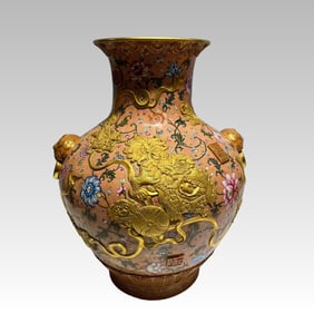 A piece of enamel lion ear bottle