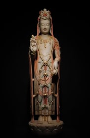 A piece of white jade painted Guanyin from the Northern Qi Dynasty