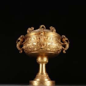 A fine copper gilt four-dragon ear smoker