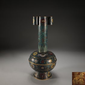 A Ming Dynasty copper tire cloisonné enamel entwined lotus pattern throwing pot