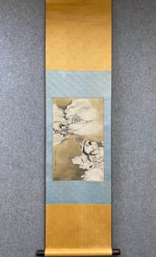 A picture of Ding Yunpeng's dragon-descending Arhat silk vertical axis