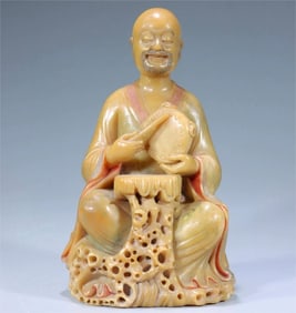 A beautiful Shoushan stone carving Arhat ornament