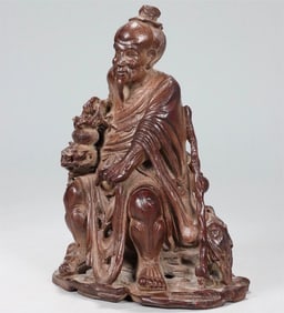 A bamboo carving old man ornament of the Qing Dynasty