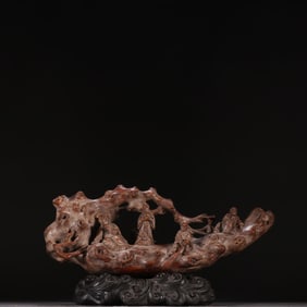 A Qing Dynasty agarwood carving immortal raft ornament