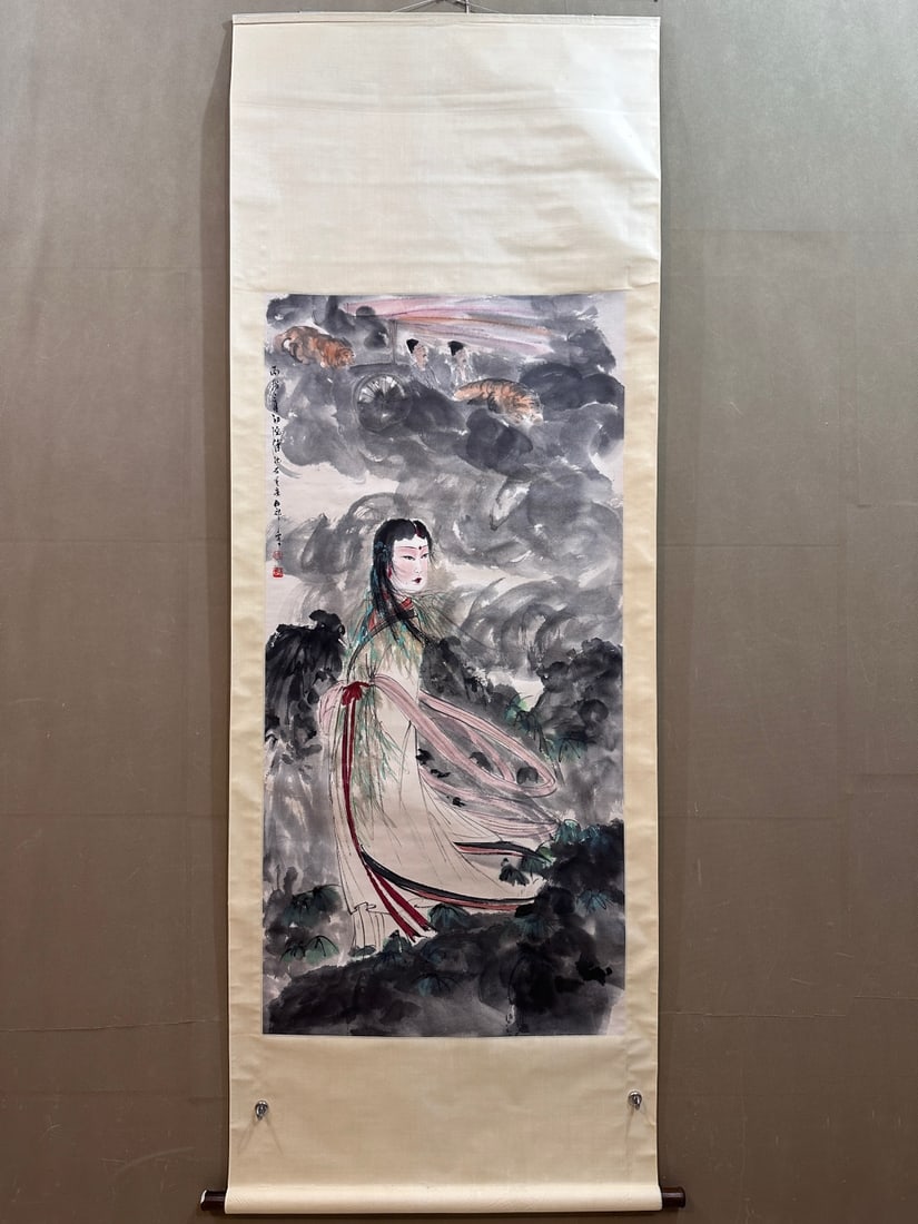 A figure painting by Fu Baoshi: A figure painting by Fu Baoshi SIZE:Painting core67×137cm (The Dimensions Of All Batches Are Manually Measured.If You Need More Detailed Information, Please Contact Our Customer Service Before Biddin
