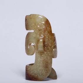 A piece of ancient jade drum nail pattern special-shaped dragon jade