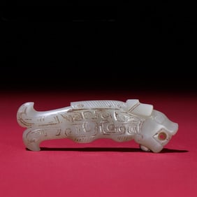 A Hetian seed material Arowana ornament