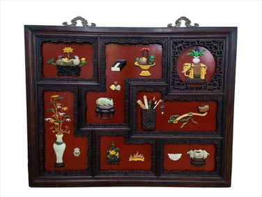 A pair of Qing Dynasty Duobao Pavilion hanging screens