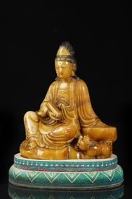 A Shoushan stone Guanyin ornament from the Qing Dynasty