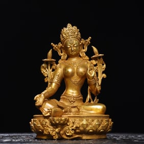 A bronze gilt [Green Tara] statue
