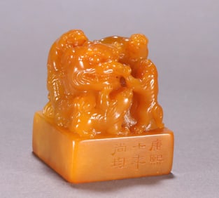 A Qing Dynasty Tian Huang Shizi female beast button seal