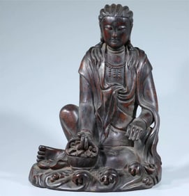 A Qing Dynasty agarwood carving is free Guanyin