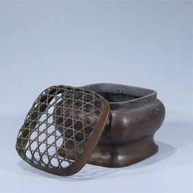 A square hand furnace made of copper Zhang Mingqi in the Qing Dynasty