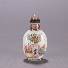 A piece of Qing Dynasty glass painting enamel Bogu Qing Dynasty for snuff bottles