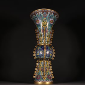 A Qing Dynasty copper-tired cloisonné cloisonné enamel entwined lotus cup