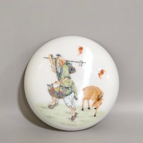 A Qing Dynasty Yongzheng Fulu Shou printing clay box