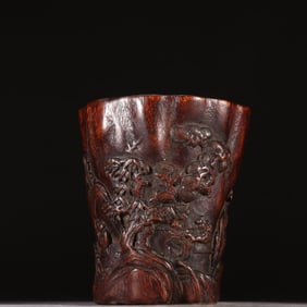 A pen holder of three friends of agarwood