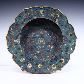 A Qing Dynasty cloisonné entwined lotus pattern brazier