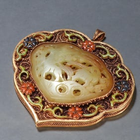 A silver-gilt cloisonné jewel pendant