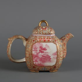 A piece of ancient Yuexuan made in the Qianlong period of the Qing Dynasty, gold silk enamel colored