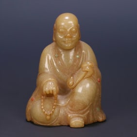 A statue of Shoushan stone Arhat from the Qing Dynasty